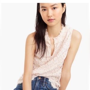 J. Crew Cream Lace Raffle Sleeveless Blouse